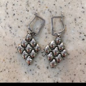 Sergio Gutierrez Silver Diamond-Shaped Earrings